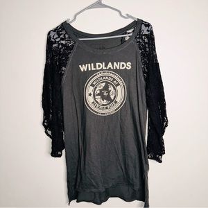 We The Free Wildlands Lace Sleeve Tee Size S